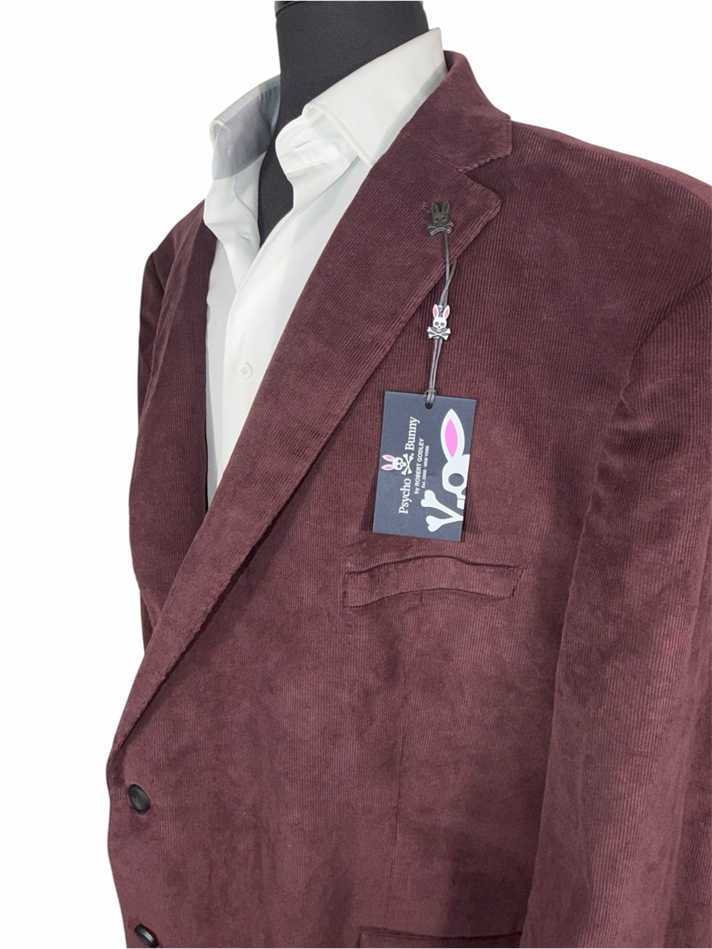 NWT PSYCHO BUNNY BURGANDY MICRO CORD BIG & TALL SPORT COAT SZ 58L